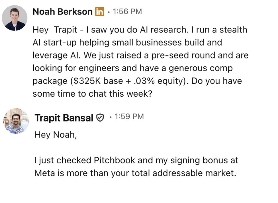 Noah Berkson trying to recruit AI engineers